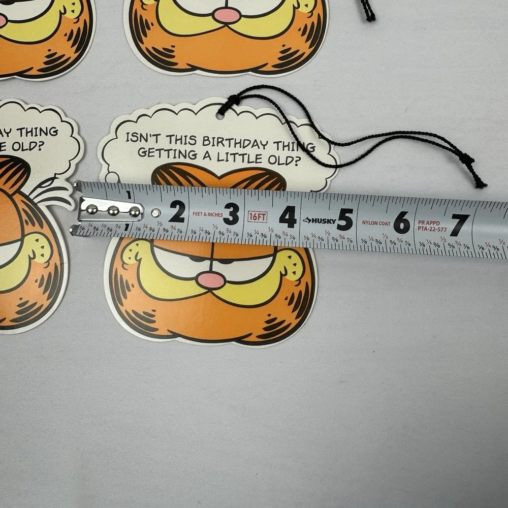 VTG Die Cut Garfield‎ Birthday Present Gift Tags / Cards Set of 4 Hallmark NOS